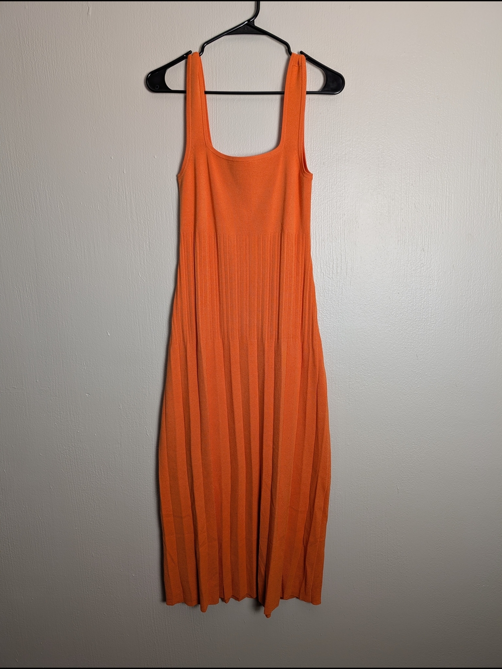 Ann Taylor Orange Ribbed Sleeveless Midi Dress